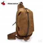 Motorcycle Bags Full Grain Cow Leather Men Chest Bag Vintage Crossbody Bags Retro Vintage Shoulder Messenger Luggage Bag