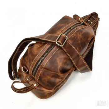 Motorcycle Bags Full Grain Cow Leather Men Chest Bag Vintage Crossbody Bags Retro Vintage Shoulder Messenger Luggage Bag