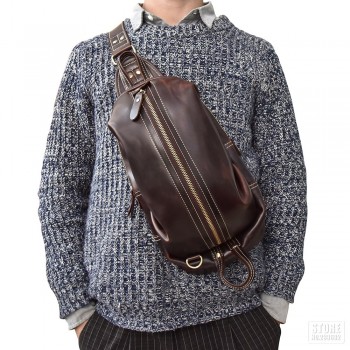 Motorcycle Bags Full Grain Cow Leather Men Chest Bag Vintage Crossbody Bags Retro Vintage Shoulder Messenger Luggage Bag