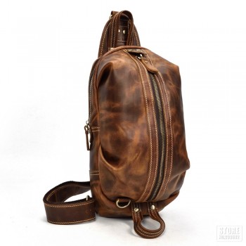 Motorcycle Bags Full Grain Cow Leather Men Chest Bag Vintage Crossbody Bags Retro Vintage Shoulder Messenger Luggage Bag