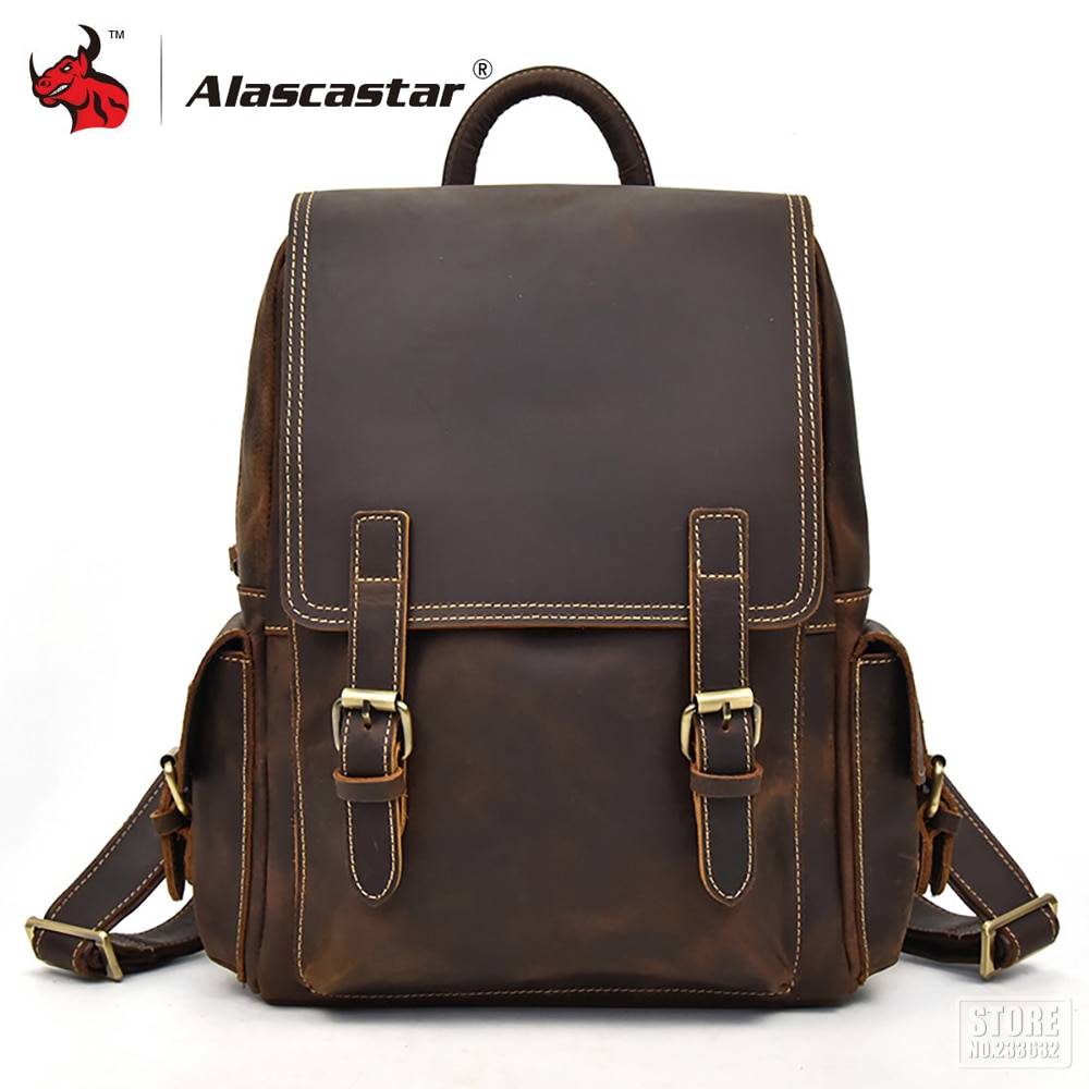Motorcycle Bag Motorcycle Saddle Bag Full Grain Cow Leather Large Capacity Retro Vintage Men Travel Bag School Luggage Bag