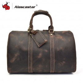 Motorcycle Bags Travel Bag Men Large Capacity Full Grain Cow Leather Retro Vintage Handbag Luggage Bags