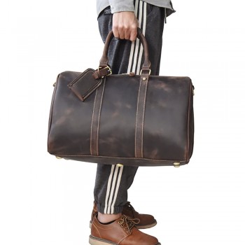 Motorcycle Bags Travel Bag Men Large Capacity Full Grain Cow Leather Retro Vintage Handbag Luggage Bags