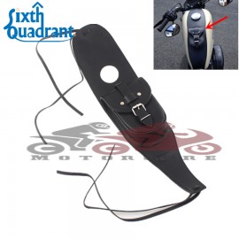 Black Motorcycle Gas Tank Dash Console Center Leather Pouch Bag  for Harley Honda Choppers Cafe Racer etc.