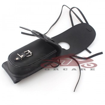 Black Motorcycle Gas Tank Dash Console Center Leather Pouch Bag  for Harley Honda Choppers Cafe Racer etc.
