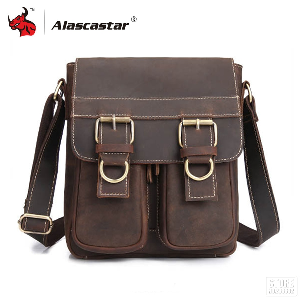 Motorcycle Bags Full grain cow leather Shoulder Bags Men Messenger Bag Retro Vintage Crossbody Bags