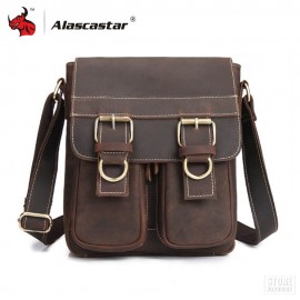 Motorcycle Bags Full grain cow leather Shoulder Bags Men Messenger Bag Retro Vintage Crossbody Bags