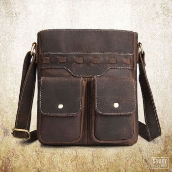 Motorcycle Bags Full grain cow leather Shoulder Bags Men Messenger Bag Retro Vintage Crossbody Bags