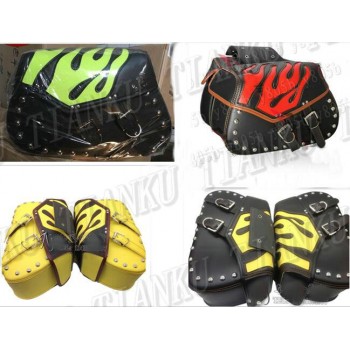 New Motorcycle Flame Side Bag Saddle Bags For Honda Rebel CMX 250 CA125 250 450 Gold Wing  GL1500 GL1800 SHADOW ACE VLX DLX