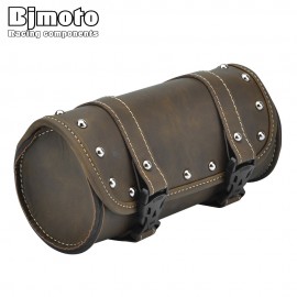 BJMOTO Vintage Black Brown Motorcycle Saddle Bags PU Leather Motorbike Side Tool Tail Bag Luggage for Harley Universal