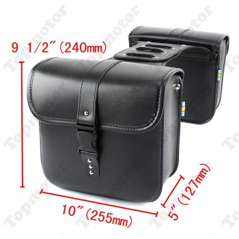 Motorbike Black PU Leather Motorcycle Parts Side Saddle Bags Tool Luggage Pannier Cruiser UNDEFINED