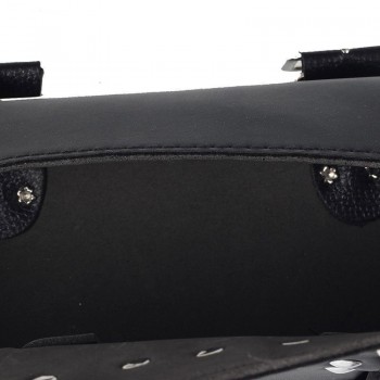 Motorcycle Black Front/Rear PU Leather Luggage Saddlebag Roll Barrel Tool Bag Pouch Universal For Harley with Mount Straps