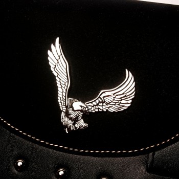 Triclicks Motorcycle Eagle PU Leather Side Tool Bag Luggage Saddlebag Storage Bags Motorbike Rectangle Universal Saddle Bag New