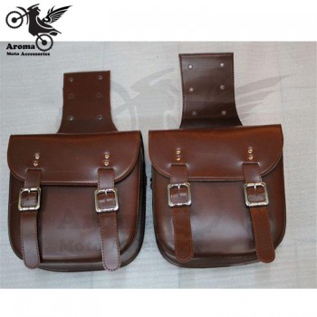 1 pair Motorcycle Saddle Bags Pu Leather Black Brown Motorbike Side Bag Tool Luggage For Harley Davidson SaddleBag Sportster