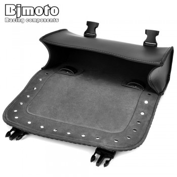 BJMOTO Black Motorcycle Saddlebag Bag PU Leather Luggage Saddle Bags For Harley Sportster Pannier Side Saddle Bag