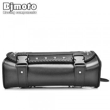 BJMOTO Black Motorcycle Saddlebag Bag PU Leather Luggage Saddle Bags For Harley Sportster Pannier Side Saddle Bag
