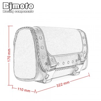 BJMOTO Black Motorcycle Saddlebag Bag PU Leather Luggage Saddle Bags For Harley Sportster Pannier Side Saddle Bag