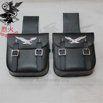 2pcs Black Leather Side tool bag motorbike luggage Bag for Harley mochila Sportster unviersal moto bag motorcycle Saddle Bags