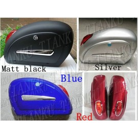 Motorcycle Hard Saddle bags Trunk Lights Luggage For Honda Yamaha Suzuki Kawasaki Harley Bobber Custom Chopper Cruisers Street