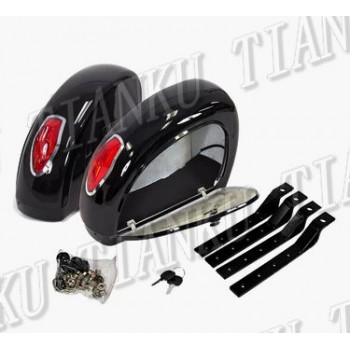 Motorcycle Hard Saddle bags Trunk Lights Luggage For Honda Yamaha Suzuki Kawasaki Harley Bobber Custom Chopper Cruisers Street