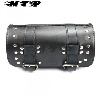 Motorcycle Saddlebag Saddle Side PU Leather Tool Bag Black For Honda Yamaha Suzuki Harley Sportster XL 1200 883 Street Cruisers