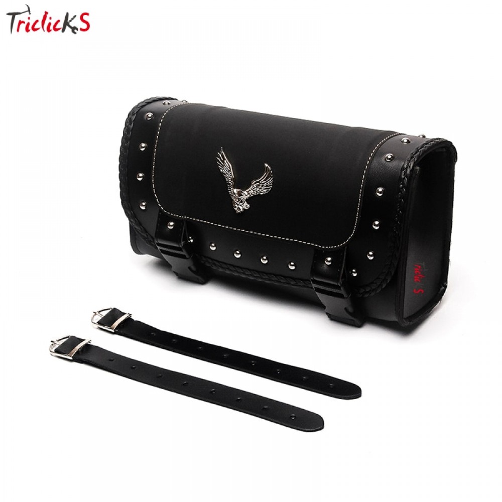 Triclicks Universal Eagle PU Leather Saddle Bags Motorcycle Saddlebag Side Storage Tool Bag For Harley Softail Dyna Sportster