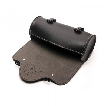 Triclicks Motorcycle Side Saddlebag PU Leather Round Barrel Tool Bag Skull Roll Saddle Bags Universal New Luggage Bag For Harley