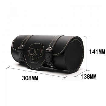 Triclicks Motorcycle Side Saddlebag PU Leather Round Barrel Tool Bag Skull Roll Saddle Bags Universal New Luggage Bag For Harley