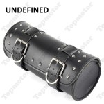 Black PU Cool Motorcycle Parts Tool Bag Luggage Handle Bar Round Barrel Storage Pouch For Bobber Chopper Universal UNDEFINED