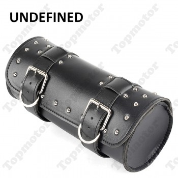 Black PU Cool Motorcycle Parts Tool Bag Luggage Handle Bar Round Barrel Storage Pouch For Bobber Chopper Universal UNDEFINED
