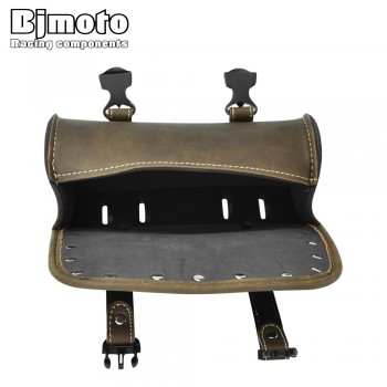 BJMOTO Universal Motorcycle Saddle Bags Fork Tool PU Leather Bag Luggage Handlebar Bag Tail Bags Roll Shape Motocross Saddlebag