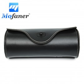 Mofaner Black Retro Motorcycle Barrel Saddlebag PU Leather Motorbike Motorcycle Storage Tool Bags Pouch For Harley-Davidson
