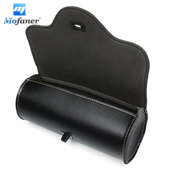 Mofaner Black Retro Motorcycle Barrel Saddlebag PU Leather Motorbike Motorcycle Storage Tool Bags Pouch For Harley-Davidson