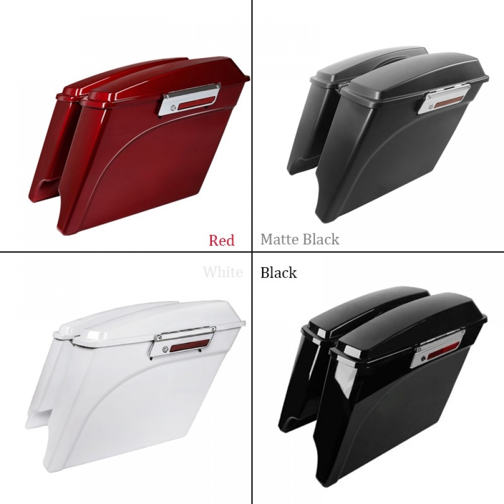 Motorcycle ABS Hard Saddlebags White Red Black 5 Stretched Extended Saddle Bags + Lids For Harley Touring FLHX FLH 1993 - 2013