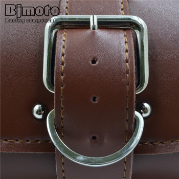 BAG-003  Motorcycle Bag Moto Saddle Bags PU Leather Barrel Side Luggage Tool Bag for Harley Chopper Bobber Cafe Racer