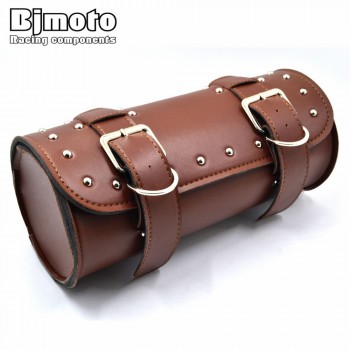 BAG-003  Motorcycle Bag Moto Saddle Bags PU Leather Barrel Side Luggage Tool Bag for Harley Chopper Bobber Cafe Racer
