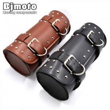 BAG-003  Motorcycle Bag Moto Saddle Bags PU Leather Barrel Side Luggage Tool Bag for Harley Chopper Bobber Cafe Racer