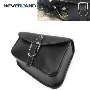 NEVERLAND Black Synthetic PU Leather Left Side Motorcycle Saddle Bags For Harley Sportster XL 883 XL 1200 Motor Saddlebag D25