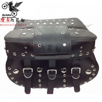 big size retro black brown part motorbike tail tool bags rivet prince cruise moto luggage bag for harley motorcycle Saddle Bags