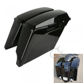 TCMT Vivid Black 5 Stretched Extended Hard Saddlebags Trunk For Harley Touring FLH FLT 93-13 Road King Electra Street Glide