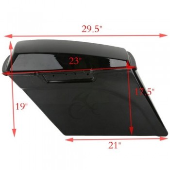 TCMT Vivid Black 5 Stretched Extended Hard Saddlebags Trunk For Harley Touring FLH FLT 93-13 Road King Electra Street Glide