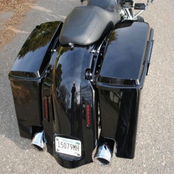 TCMT Vivid Black 5 Stretched Extended Hard Saddlebags Trunk For Harley Touring FLH FLT 93-13 Road King Electra Street Glide