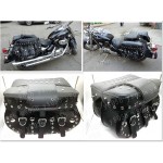 Black Rivet Side Bag Saddle Bags For Honda Yamaha Suzuki Kawasaki Harley Bobber Custom Chopper Cruisers Street Bike