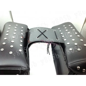 Black Rivet Side Bag Saddle Bags For Honda Yamaha Suzuki Kawasaki Harley Bobber Custom Chopper Cruisers Street Bike