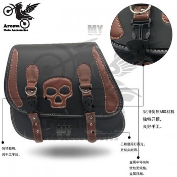 top quality leather skull universal part motorbike saddlebag for honda suzuki Kawasaki yamaha harley bags motorcycle side bag