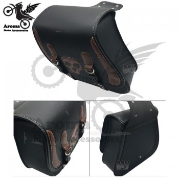 top quality leather skull universal part motorbike saddlebag for honda suzuki Kawasaki yamaha harley bags motorcycle side bag