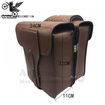retro cafe brown black leather bags motorbike bags for vespa Harley softail sportster part moto Saddle Bags motorcycle saddlebag
