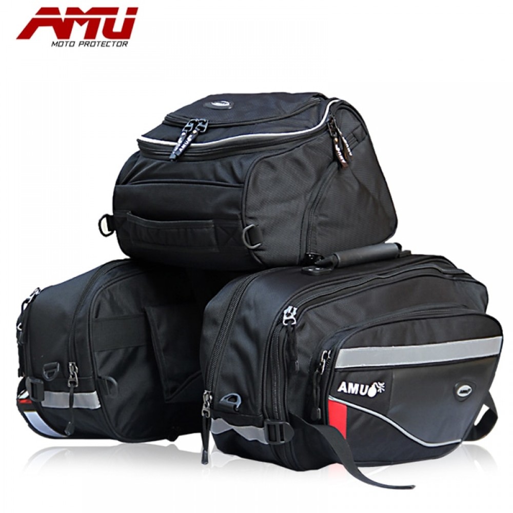 New Arrival Genuine AMU Motorcycle saddle bags Motocross Side Luggage Bag Motorbike Tail Bag Motos Rear Seat Package Bags