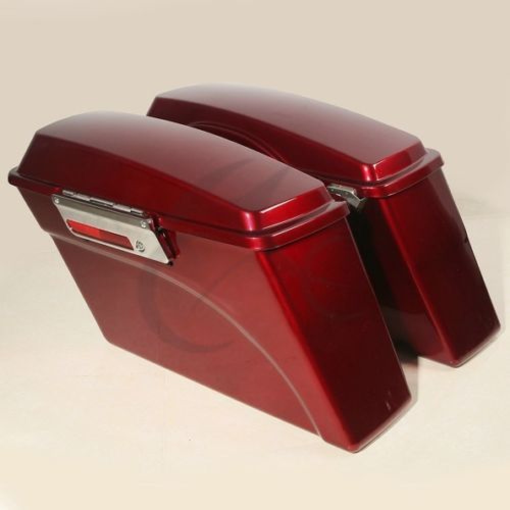 Motorcycle Saddlebag Red Hard Saddle bags Trunk Latchs For Harley Davidson Touring Road King Glide Softail DYNA FLT FLH Ultra