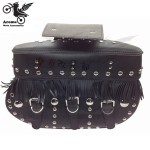 big size rivet tassels leather retro scooter black cafe motocross tool luggage motorbike saddlebag universal motorcycle side bag